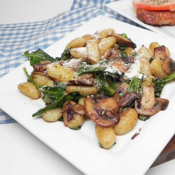 Pan-Fried Gnocchi with Mushrooms and Arugula