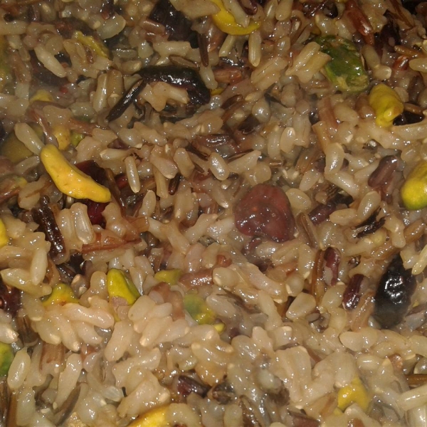 Orange Wild Rice with Pistachios and Cranberries