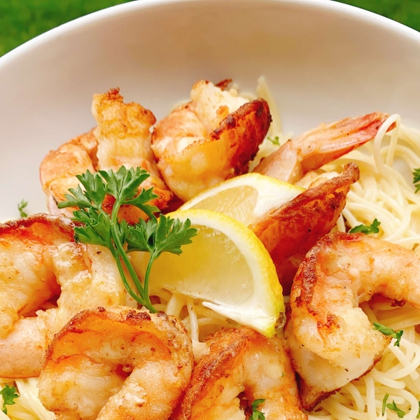 Date Night Shrimp Francese over Angel Hair Pasta