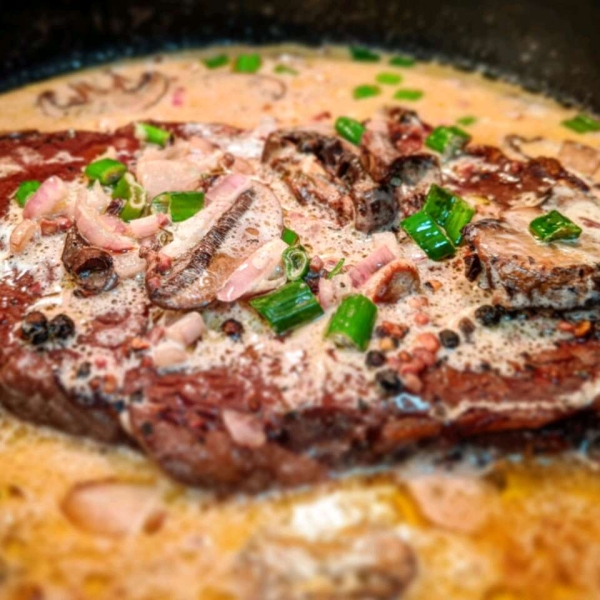 Brandy Flamed Peppercorn Steak