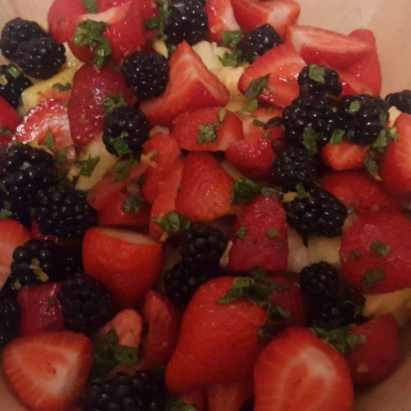 Summer Fruit Salad with a Lemon, Honey, and Mint Dressing