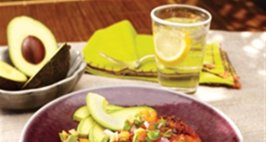 Marinated Grilled Salmon with Avocado and Stone Fruit Salsa