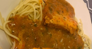 Roasted Red Pepper Salmon Pasta