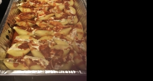 Jumbo Shells with Asparagus, Prosciutto, Ricotta Cheese and Three Cheese Sauce