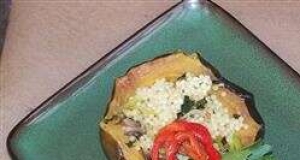 Vegan Acorn Squash Stuffed with Israeli Couscous
