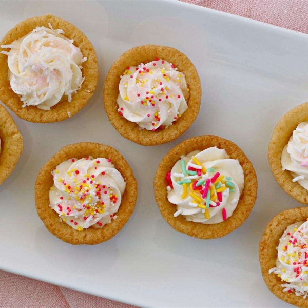 Sugar Cookie Cups with Coconut Buttercream Frosting