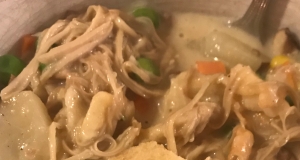 Chicken Pot Pie Soup with Toasted Almonds