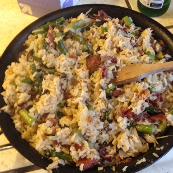 Risotto with Asparagus and Bison Bacon