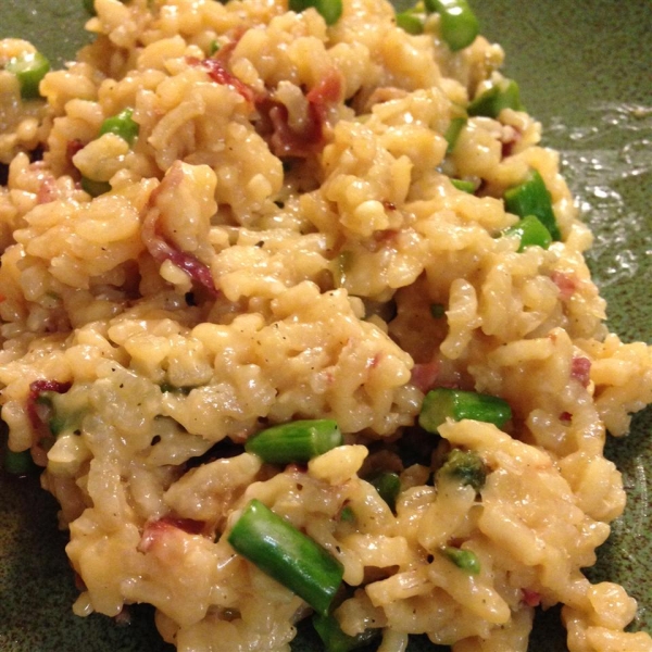 Risotto with Asparagus and Bison Bacon