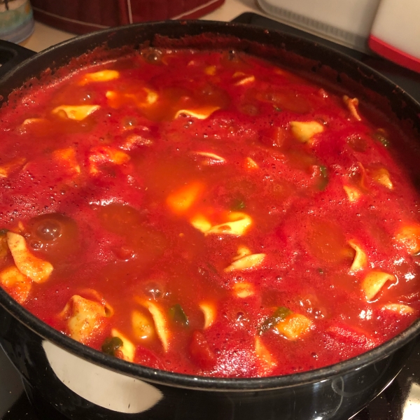 Tomato Soup with Spinach and Tortellini