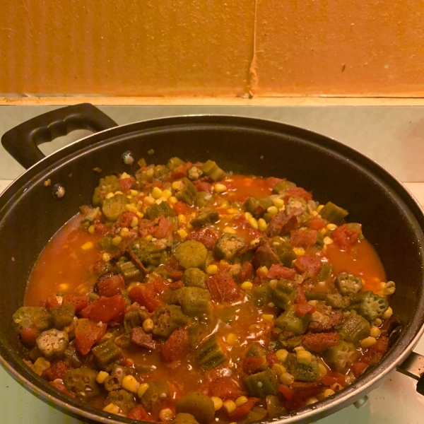 Okra, Corn and Tomatoes