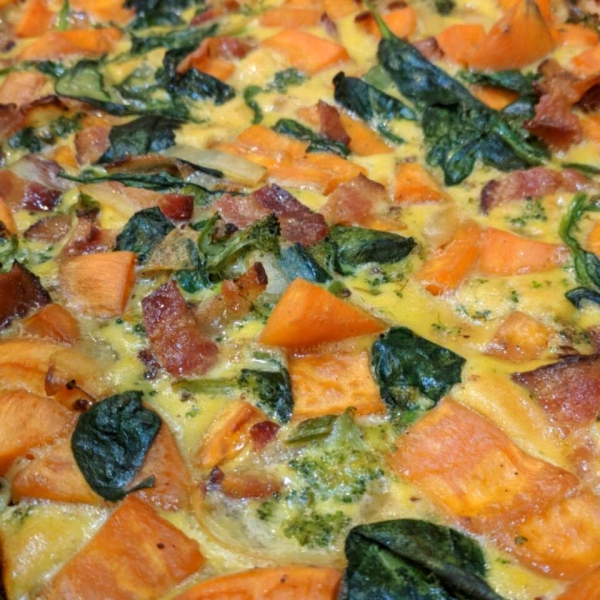 Healthy Sweet Potato and Bacon Breakfast Casserole