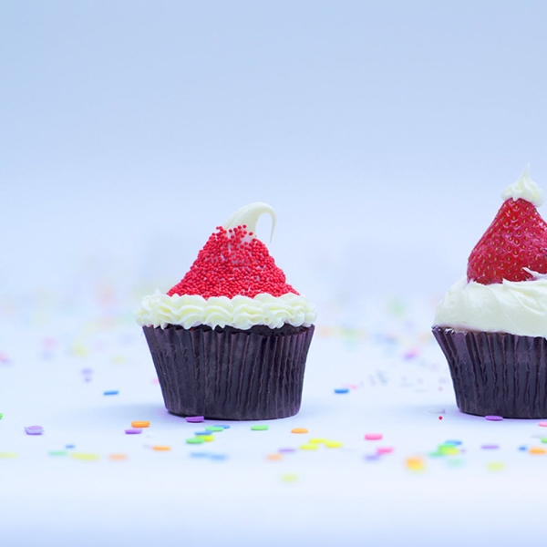 Santa Hat Cupcakes