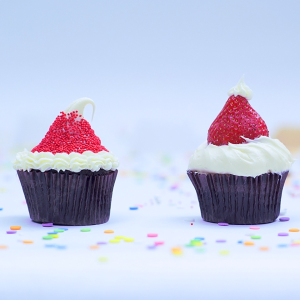 Santa Hat Cupcakes