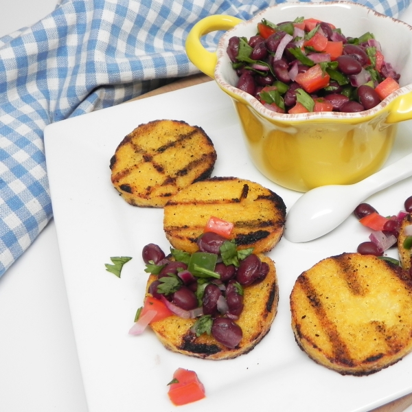 Grilled Polenta Bites with Black Bean Salsa