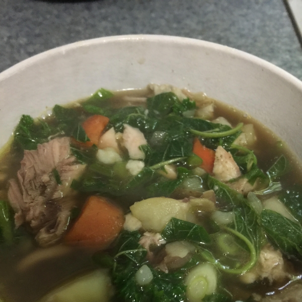 Green Amaranth and Chicken Soup