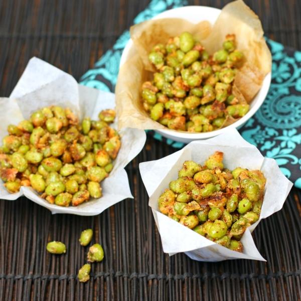 Crispy Baked Parmesan Garlic Edamame