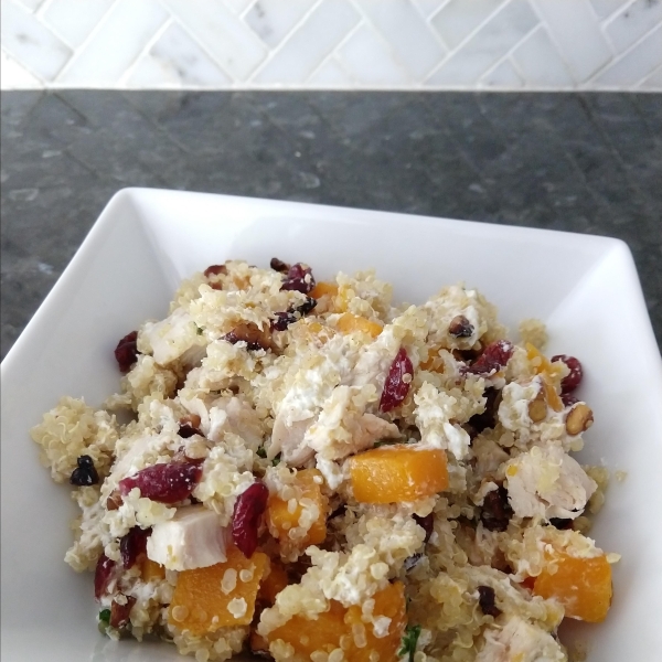 Quinoa with Butternut Squash, Chicken, and Goat Cheese