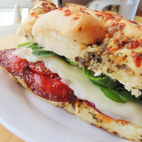Grilled Margherita® Pepperoni on Focaccia with Sun-Dried Tomato Olio