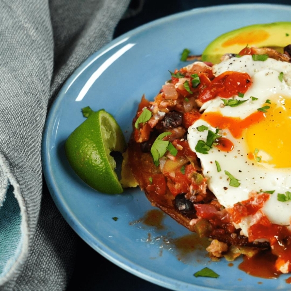 Huevos Rancheros Brunch Casserole with Ham and Cheese