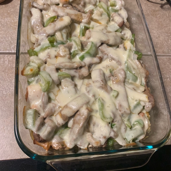 Beer Cheese Philly Steak Casserole