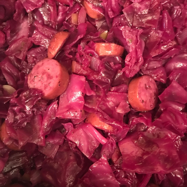 Sausage Smothered in Red Cabbage