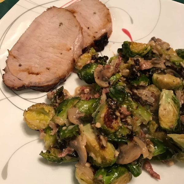 Brussels Sprouts in a Sherry Bacon Cream Sauce