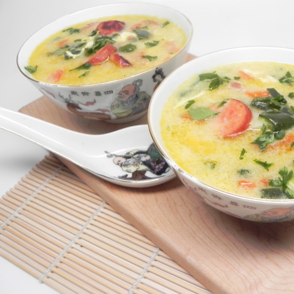 Chicken and Peppers Egg Drop Stew