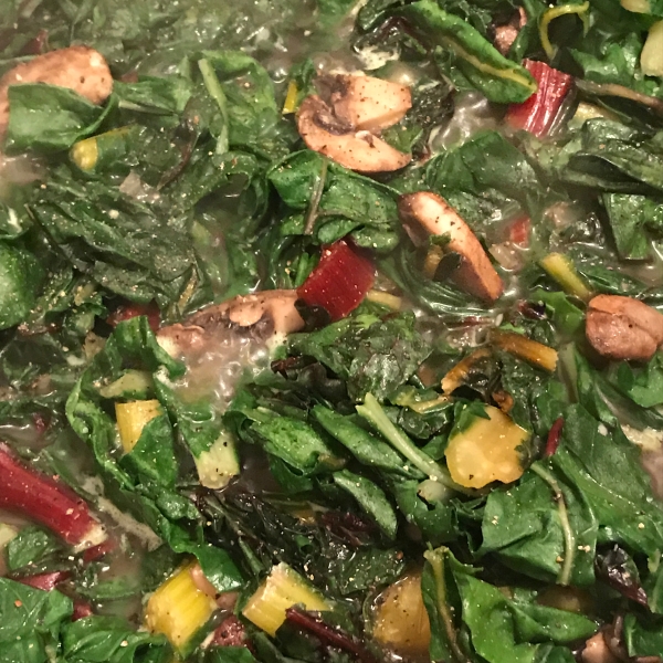 Savory Swiss Chard with Portobellos