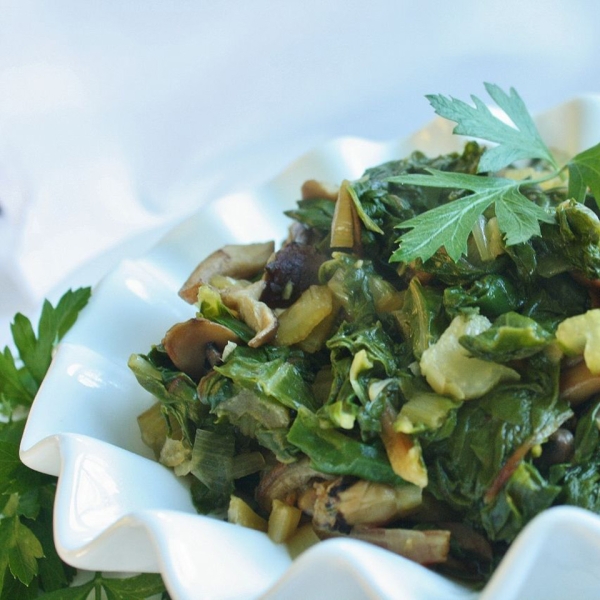 Savory Swiss Chard with Portobellos