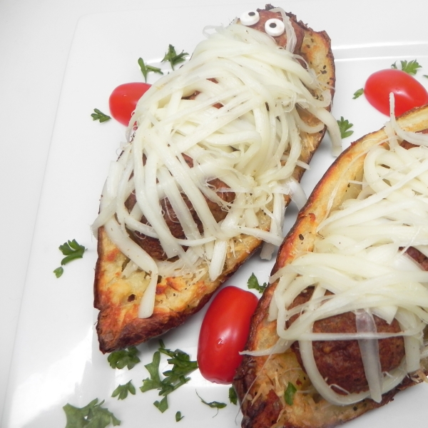 Mummified Meatballs in Crispy Potato Skin Coffins