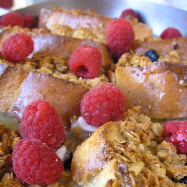 Baked French Toast With Maple Syrup and Granola