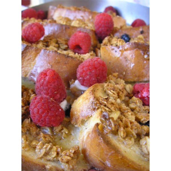 Baked French Toast With Maple Syrup and Granola