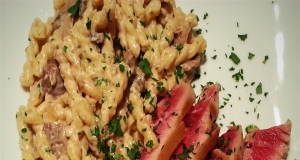 Ahi Tuna and Pasta with Mushroom Bechamel