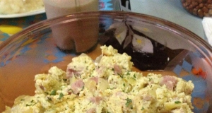 Green Garlic and Ham Scrambled Eggs with Cheese