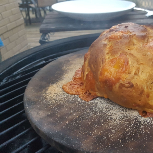 Cheddar Chipotle Bread on a Pizza Stone
