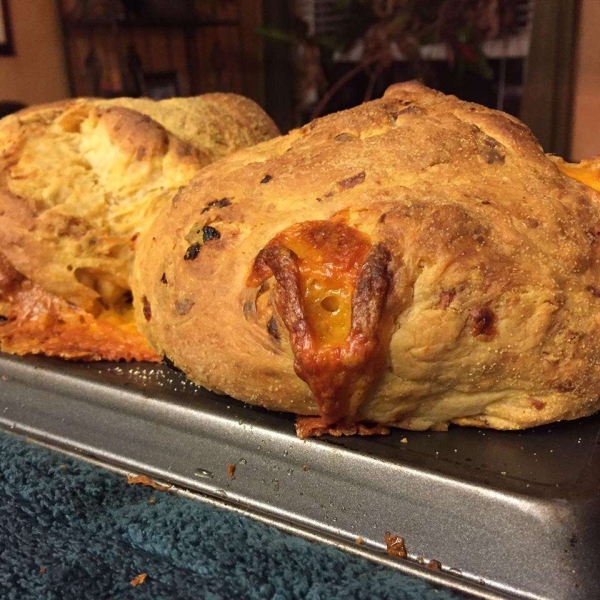 Cheddar Chipotle Bread on a Pizza Stone