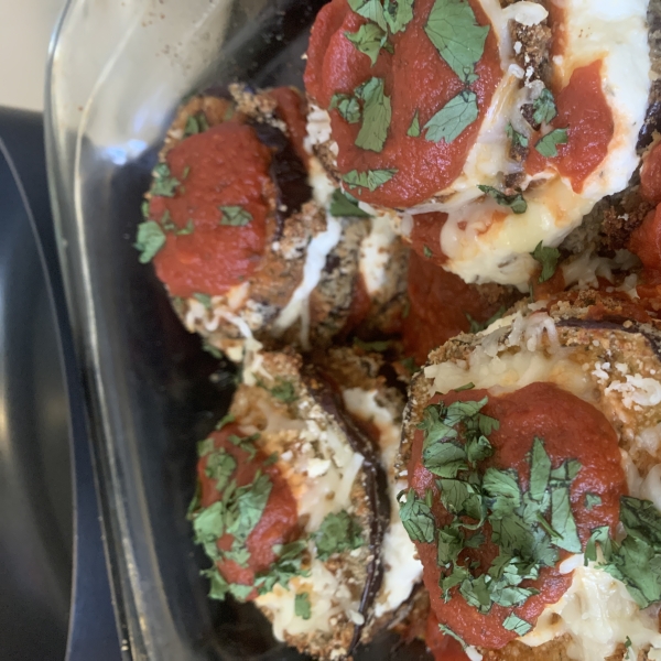 Crispy Eggplant Parmesan Stacks