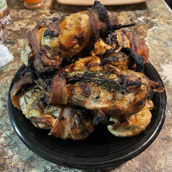 Grilled Chicken with Rosemary and Bacon