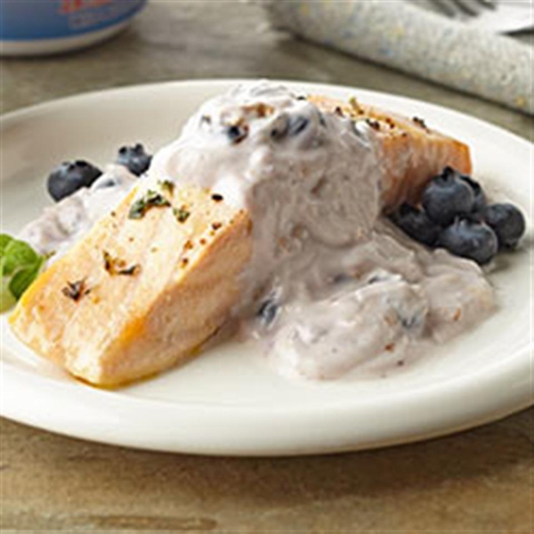 Greek Salmon with Blueberry Tzatziki