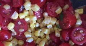 Tomato, Basil, and Corn Salad with Apple Cider Dressing