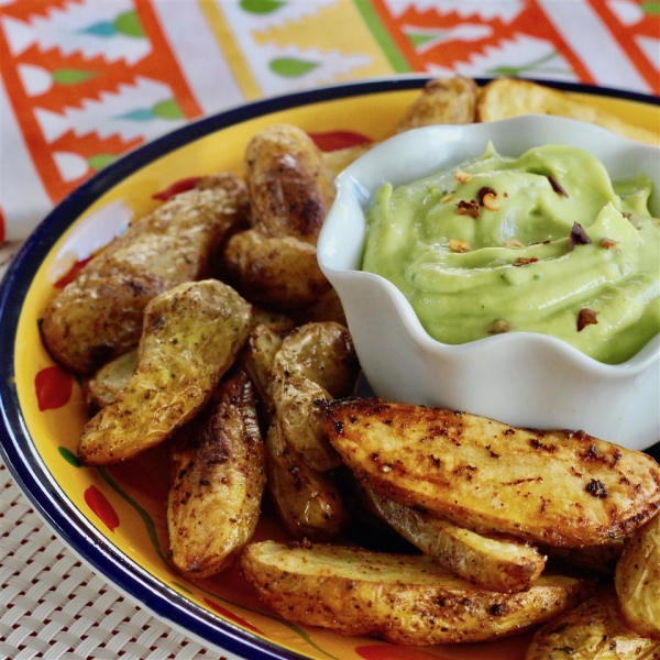 Roasted Potato Fries with Avocado Aioli