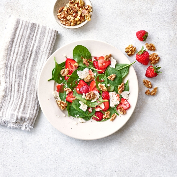 Spinach, Walnut, and Strawberry Salad